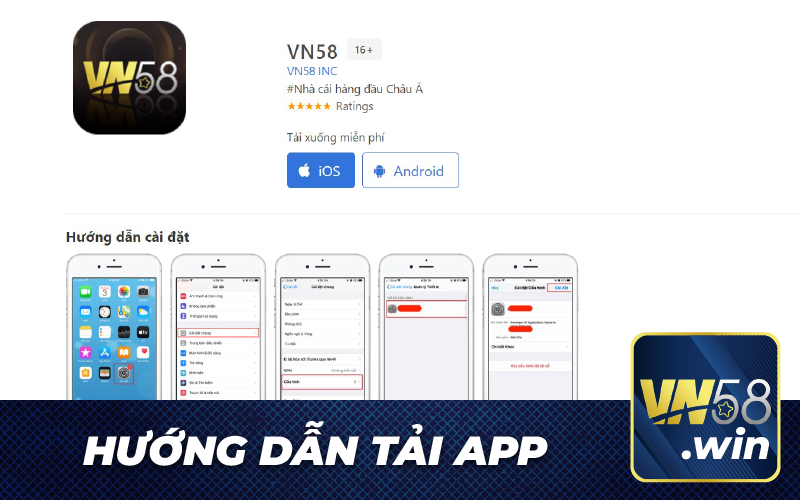 Hướng dẫn tải app vn58